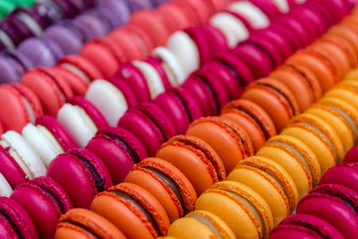 Full frame shot of colorful macaroons
