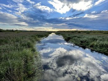 Scenic view of land against sky