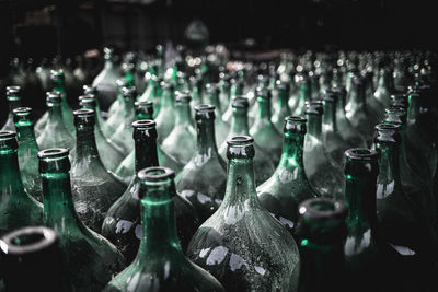 Close-up of wine bottles