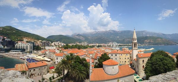 High angle view of town