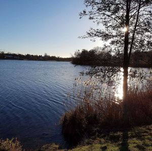 Scenic view of lake against sky