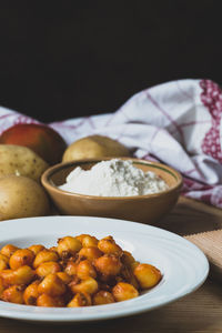 Close-up of food in plate on table