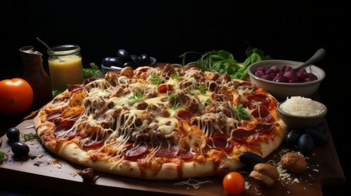 Close-up of pizza on table