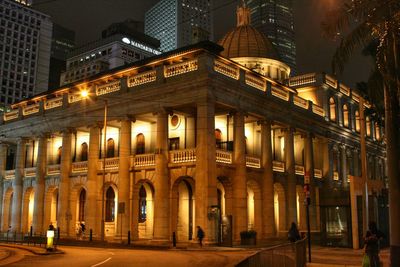 Facade of building at night