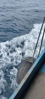 High angle view of nautical vessel on sea