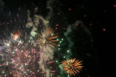 Firework display at night