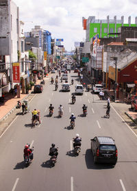 High angle view of traffic on city street