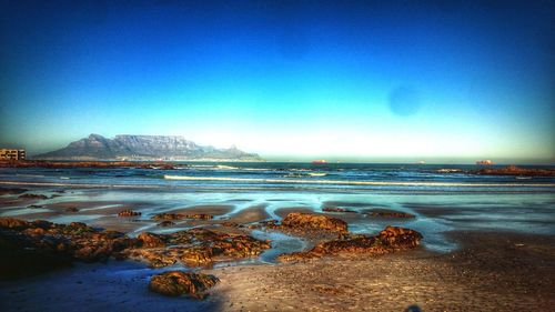 Scenic view of sea against clear sky