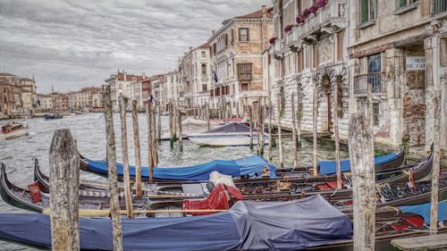 View of boats in harbor