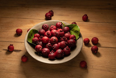 High angle view of fruits on table