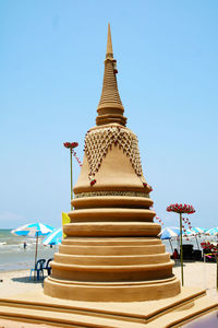 Low angle view of temple against clear sky