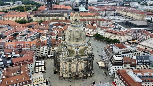 High angle view of buildings in city