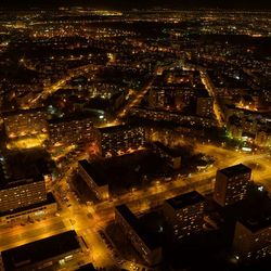 Aerial view of city at night