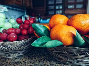 Close-up of fruits in basket