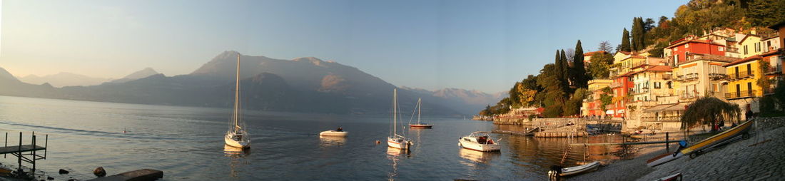 Panoramic view of sea against clear sky