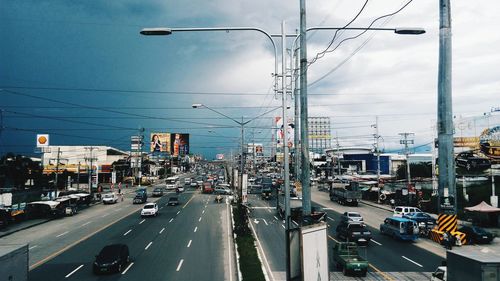 High angle view of city street