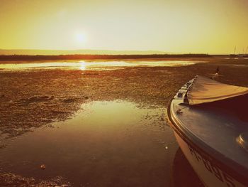 Scenic view of sea against sky at sunset