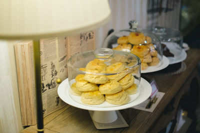 High angle view of food on table