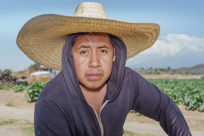 Portrait of man wearing hat