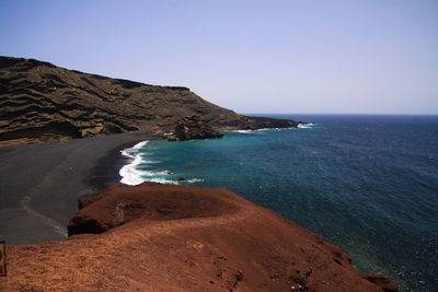 Scenic view of sea against clear sky