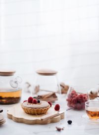 Close-up of dessert in plate on table