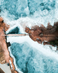 High angle view of waterfall in swimming pool