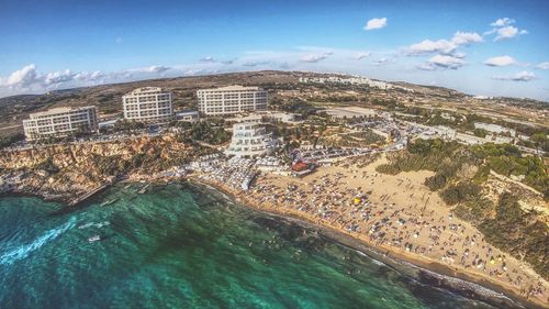 High angle view of city