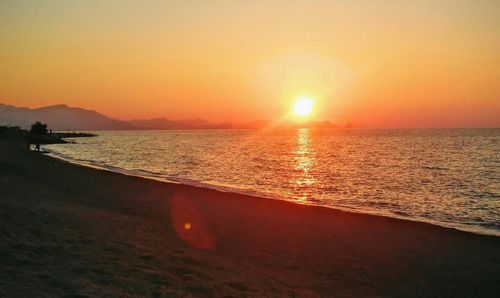 Scenic view of sea at sunset