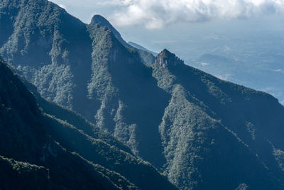 Aerial view of snowcapped mountains against sky