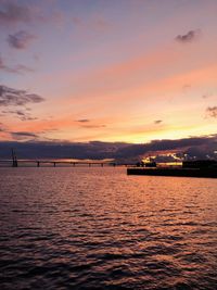 Scenic view of sea against sky at sunset