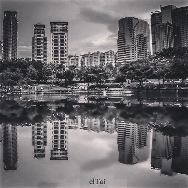 building exterior, architecture, built structure, reflection, water, city, tree, skyscraper, modern, sky, office building, waterfront, river, building, cloud - sky, tall - high, cityscape, growth, residential building, lake