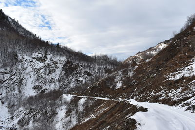 Winter in ushguli in the caucasus mountains in samegrelo-zemo svaneti region, georgia