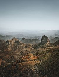 Scenic view of rocky mountains against sky