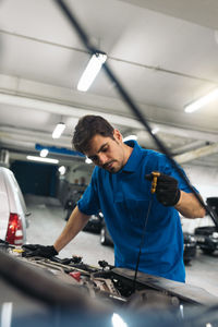 Man working in bus