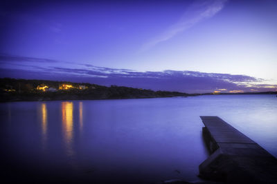 View of lake at night