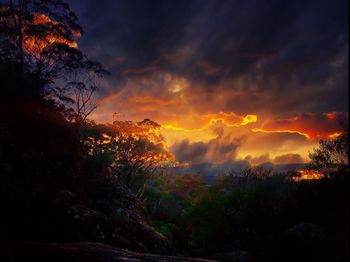 Scenic view of dramatic sky during sunset