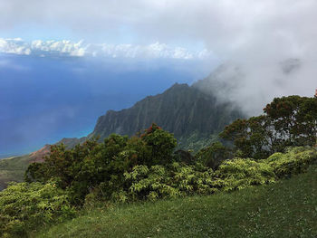 Scenic view of mountains against sky