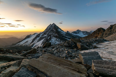 Portjenhorn, pizzo d'andolla in the weissmies group. seen from zwischenberg pass near weissmies peak