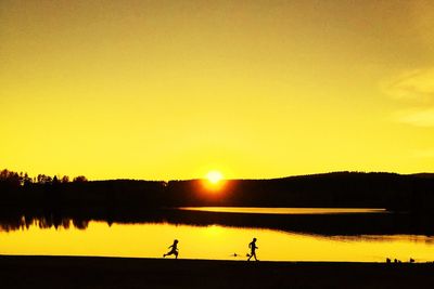 Scenic view of sunset over sea