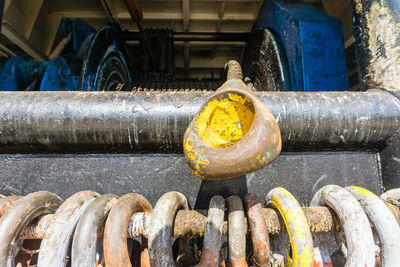 Close-up of rusty pipes