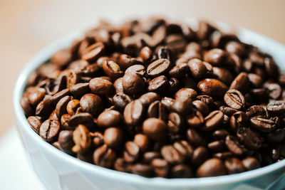 Close-up of coffee beans in bowl