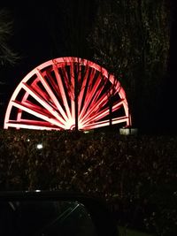 Illuminated ferris wheel in park at night