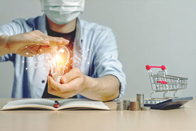 Man working on table