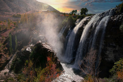 Scenic view of waterfall