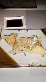 Close-up of food on table