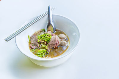 High angle view of food in bowl