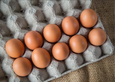 Close-up of eggs in carton