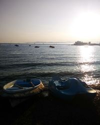 Scenic view of sea at sunset