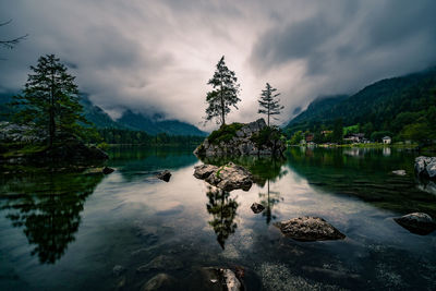 Scenic view of lake against sky