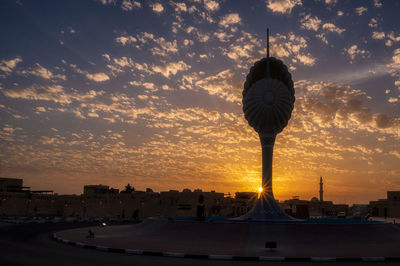 Silhouette buildings against sky during sunset